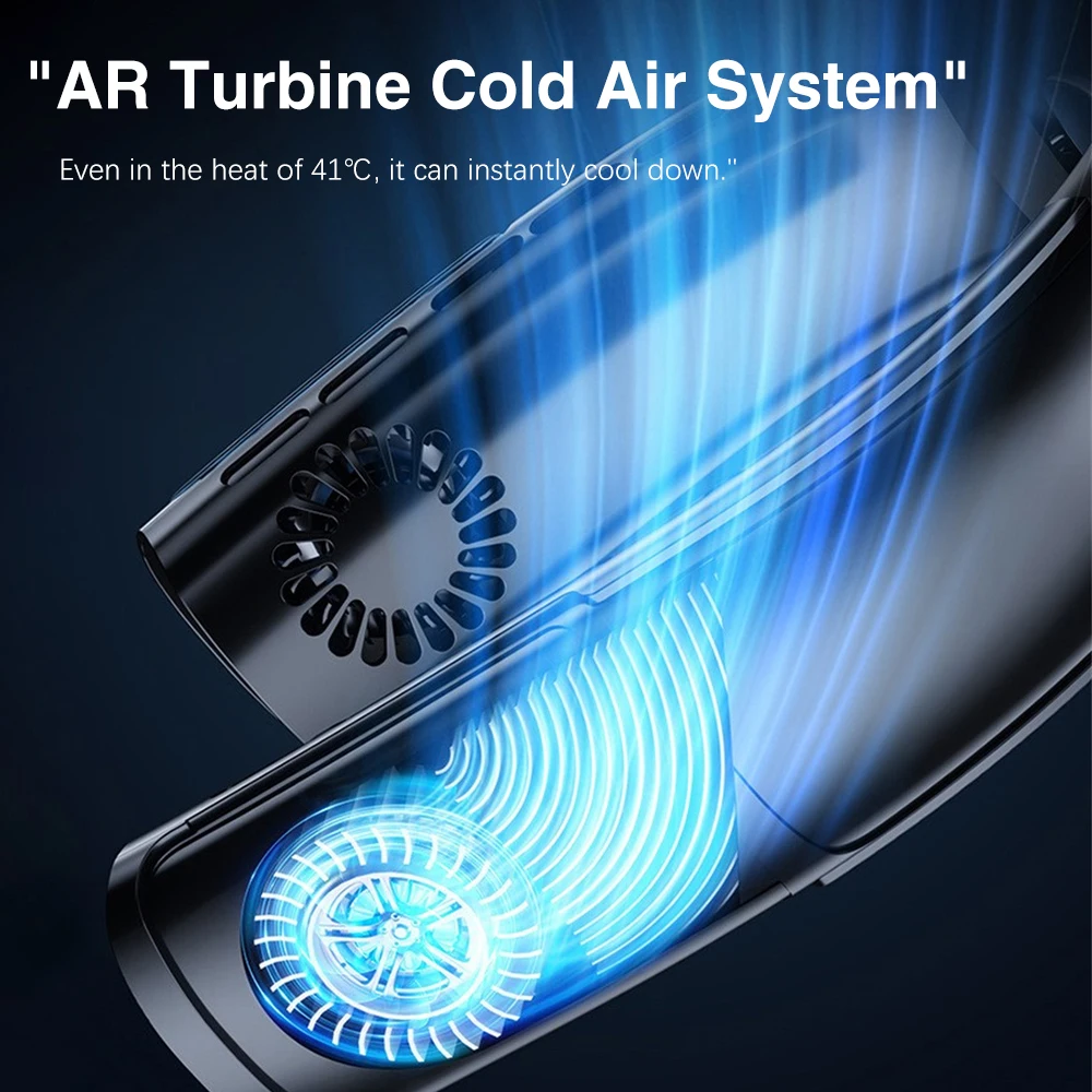 1/2pcs Rechargeable Mini Fan Neckband Fan 22 Surround Air Outlets Hanging Neck Fan Portable Cooler Fan USB Leafless 3600Mah