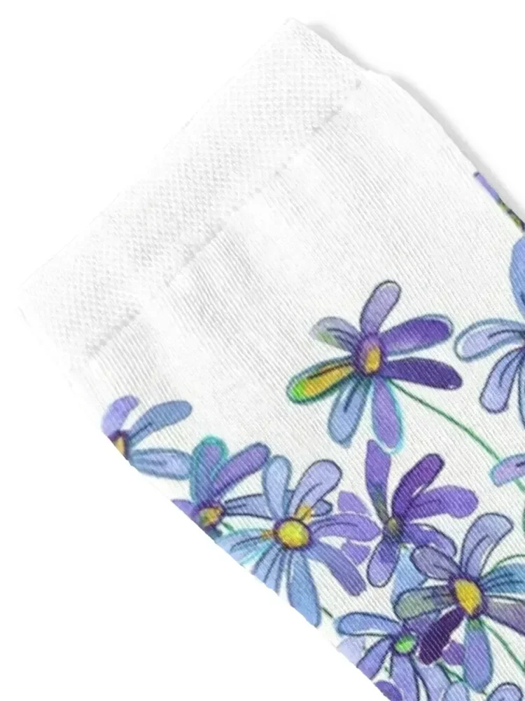 Purple Daisies in Watercolor & Colored Pencil Socks Climbing Heating sock Girl'S Socks Men's