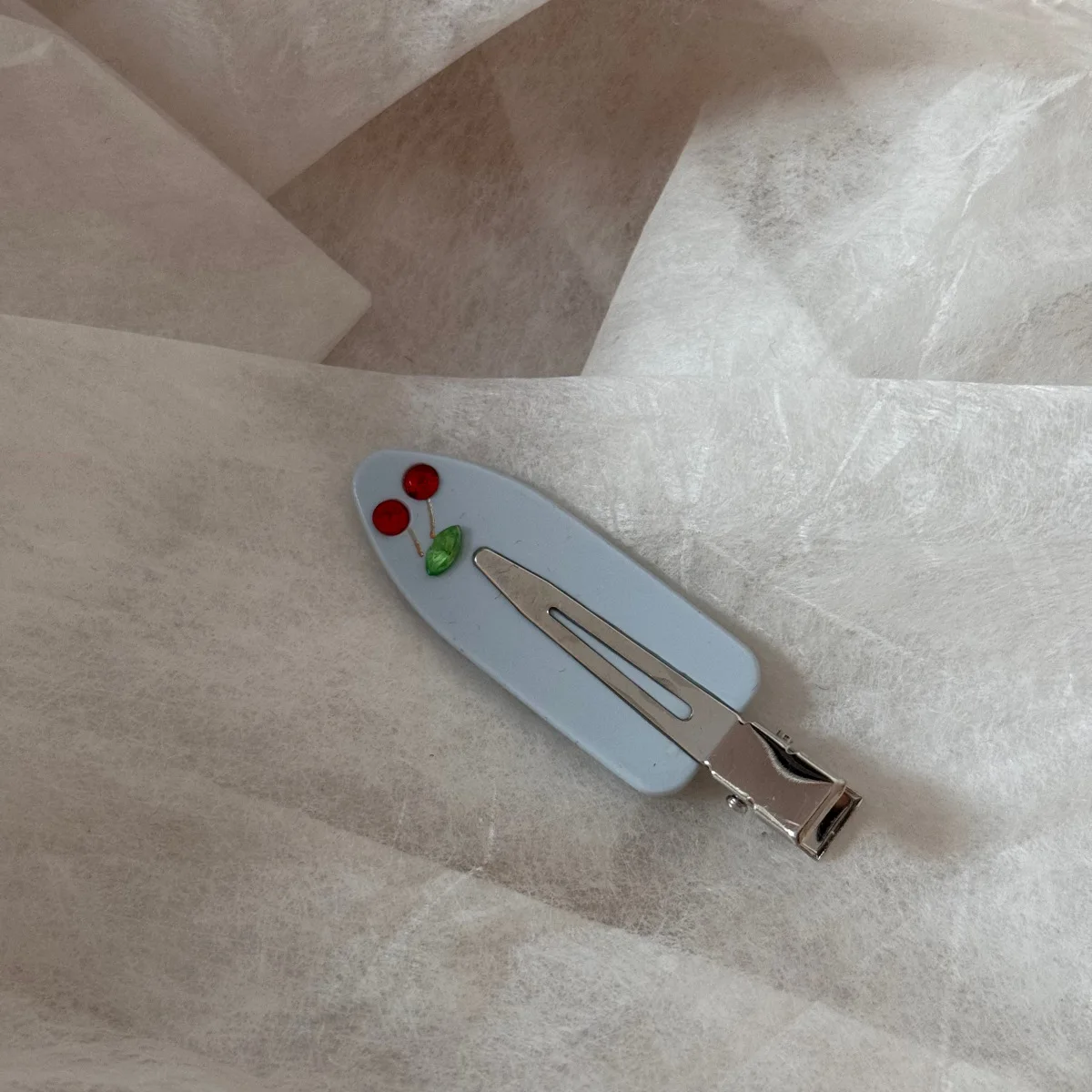 Red acetate cherry rhinestone markless clip niche versatile girl side hairpin French retro duckbill chuck headdress