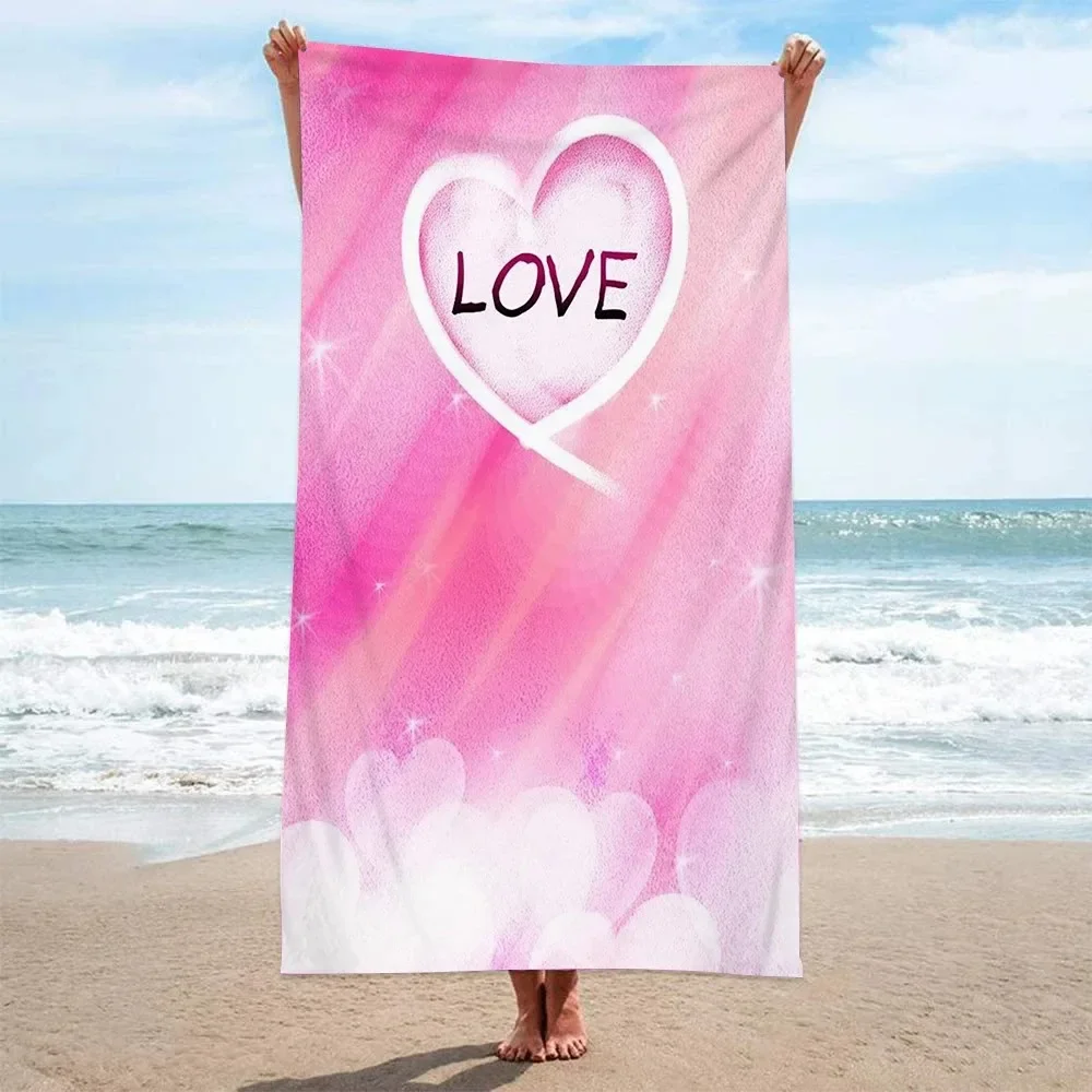 Pink I Love You Beach Towels Sport Fast Drying Quick-drying Super Absorbent Large Ultra Comfort Adults Absorbent Beach Towels