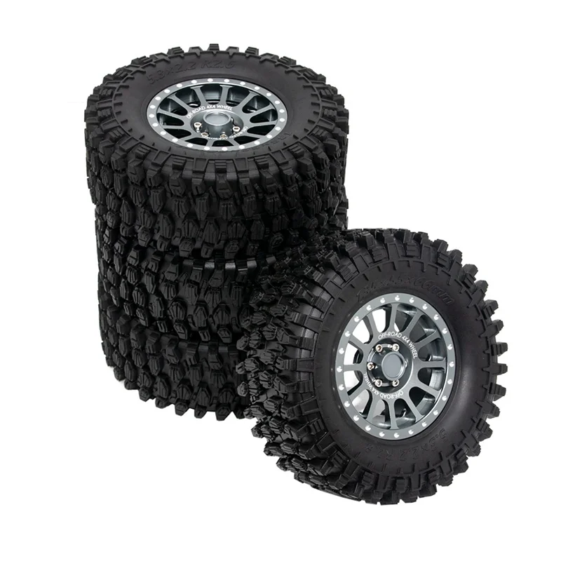 For 1/8 YK 4082/4083 Km 2/3/4/5 Rhinoceros to Simulate Climbing Car 2.6-Inch Metal Wheel Hub and Rubber Tire Skin,B