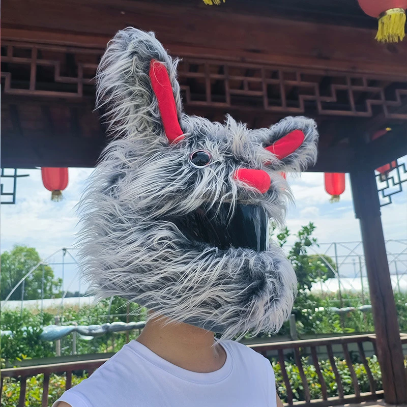 أغطية واقية لخوذة الدراجة النارية ، كرتونية أرنب مضحكة ، جراب وجه كامل ، أمان خاص ، غطاء قطيفة للموتور