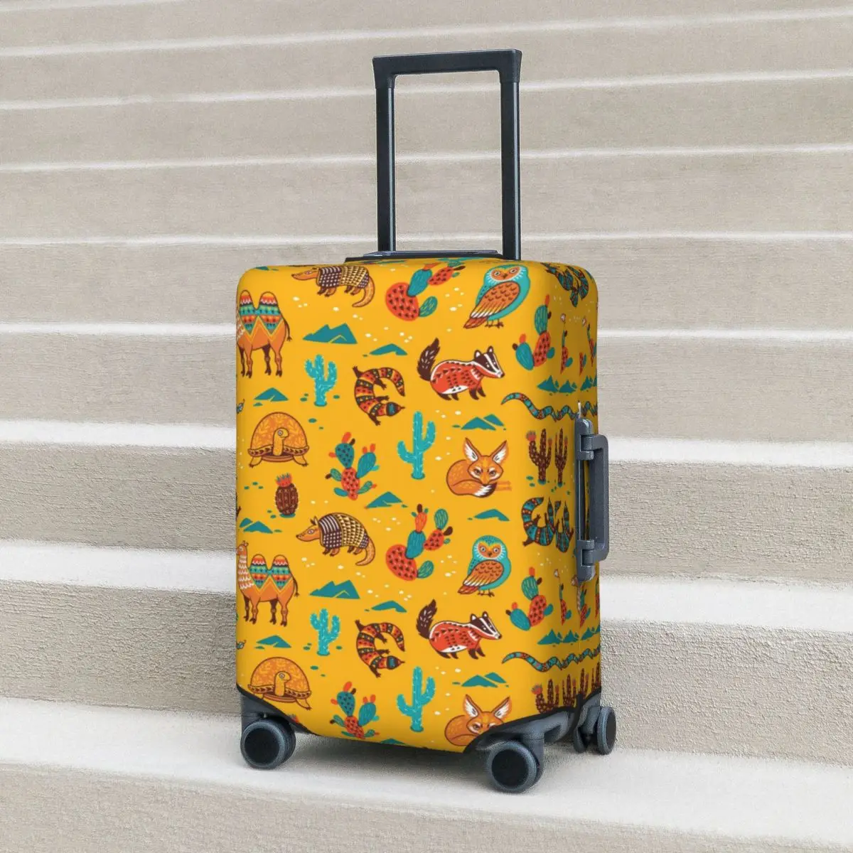 

Desert Animals Suitcase Cover Yellow Wildlife Cartoon Business Protector Flight Strectch Luggage Accesories