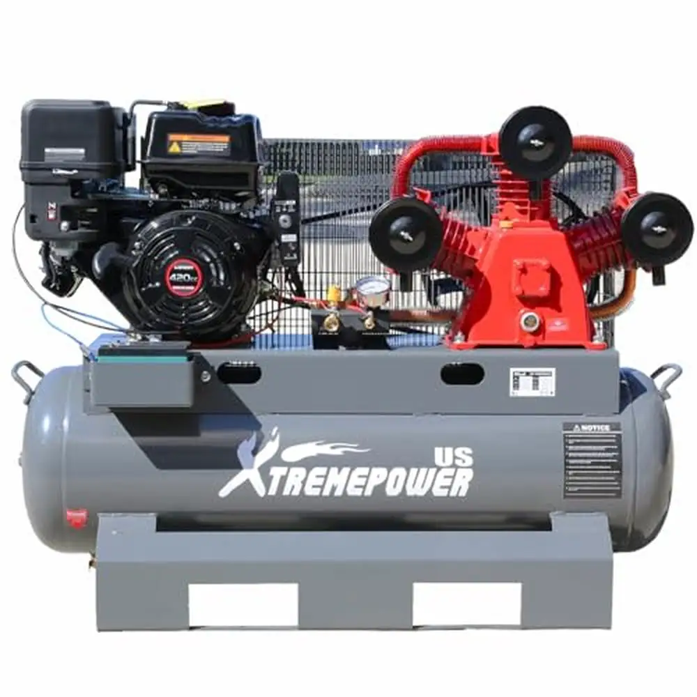 13HP Gas-Powered Air Compressor Tank 30 Gallon Horizontal Truck Mount Cast Iron Pump Design High-Efficiency Cylinders Industrial