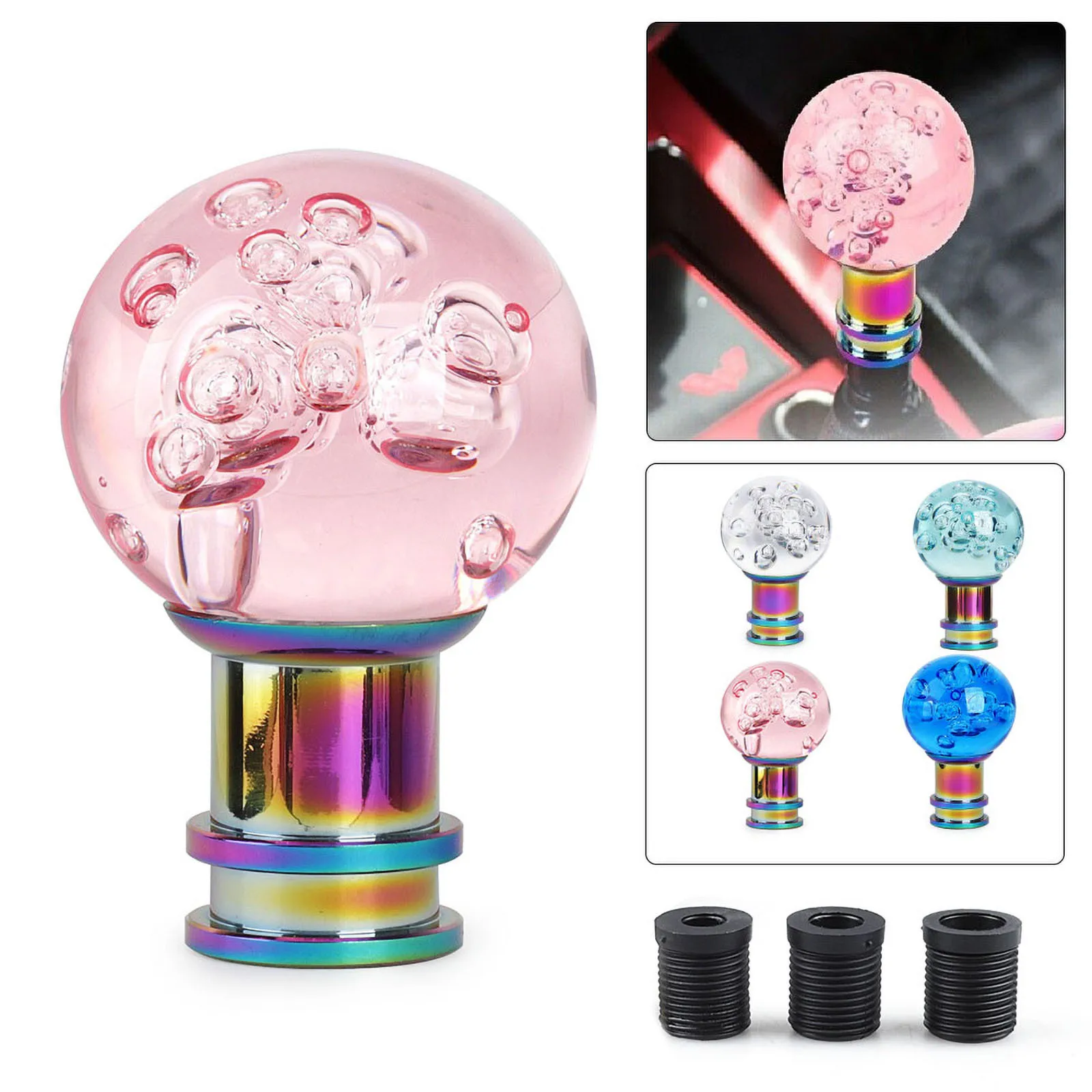 Car Acrylic Shift Knob Manual Gear Shifter Head Shift Knob Stick Crystal Transparent Bubble Pink Blue Clear Gear Shift Knob