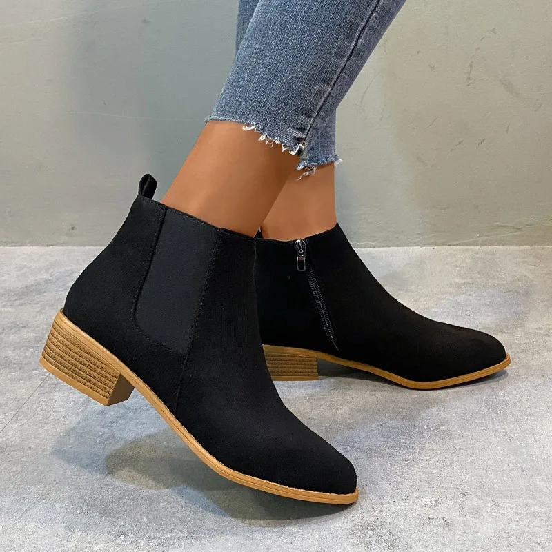 

New Style Women's Ankle Boots Autumn Square Heel Boots Platform Sexy Women's Khaki High Heels Shoes Fashion Winter Fashion Boots