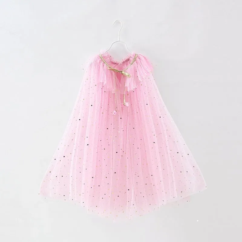 Costume de fille pour enfants, robe élégante, Cape pour enfants, fourniture de fête de noël et d'halloween, Cape en Tulle, accessoire de Cosplay Elsa raiponce