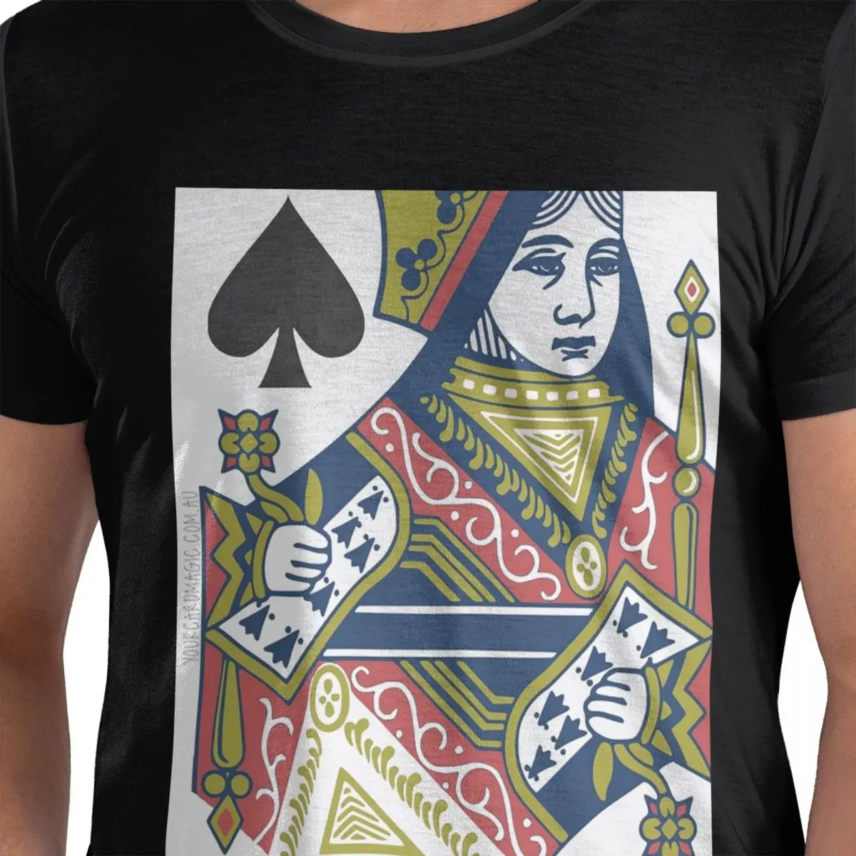 

Игральная карта - футболка Queen Of Spades из 100% хлопка, мужские футболки большого размера, мужские футболки с круглым вырезом и коротким рукавом, S-6XL