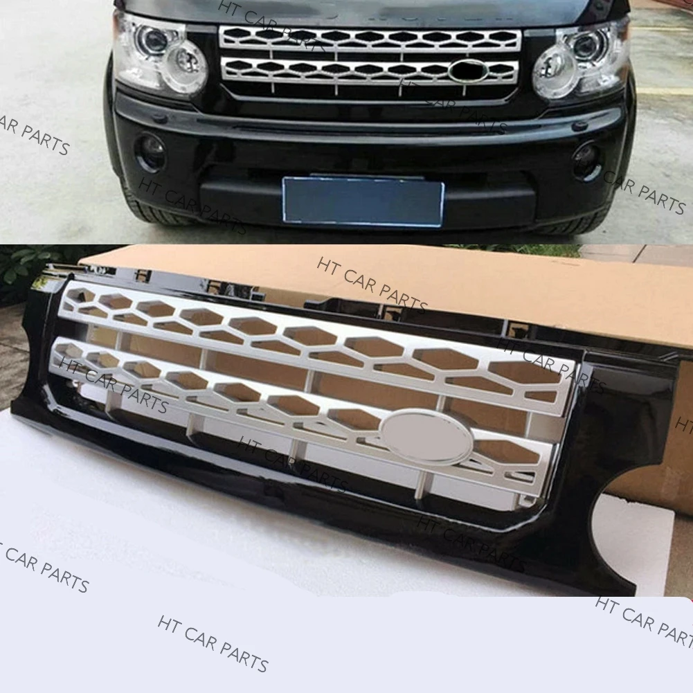 

For Land Rover Discovery 4 Silver frame with black edge 2010-2013 Glossy Black Car Racing Grill Front Mesh Grille Moulding ABS