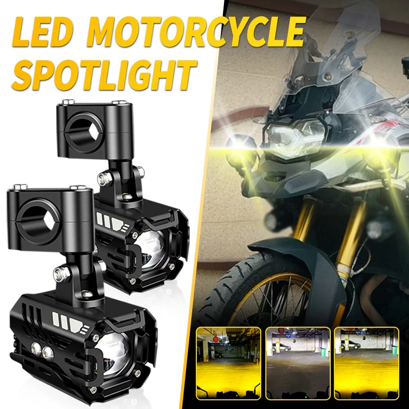 For BMW F800S F 800 S 2006-2011 Dual Color White & Yellow Motorcycle LED Spotlights High Bright External Lights for Night Safety