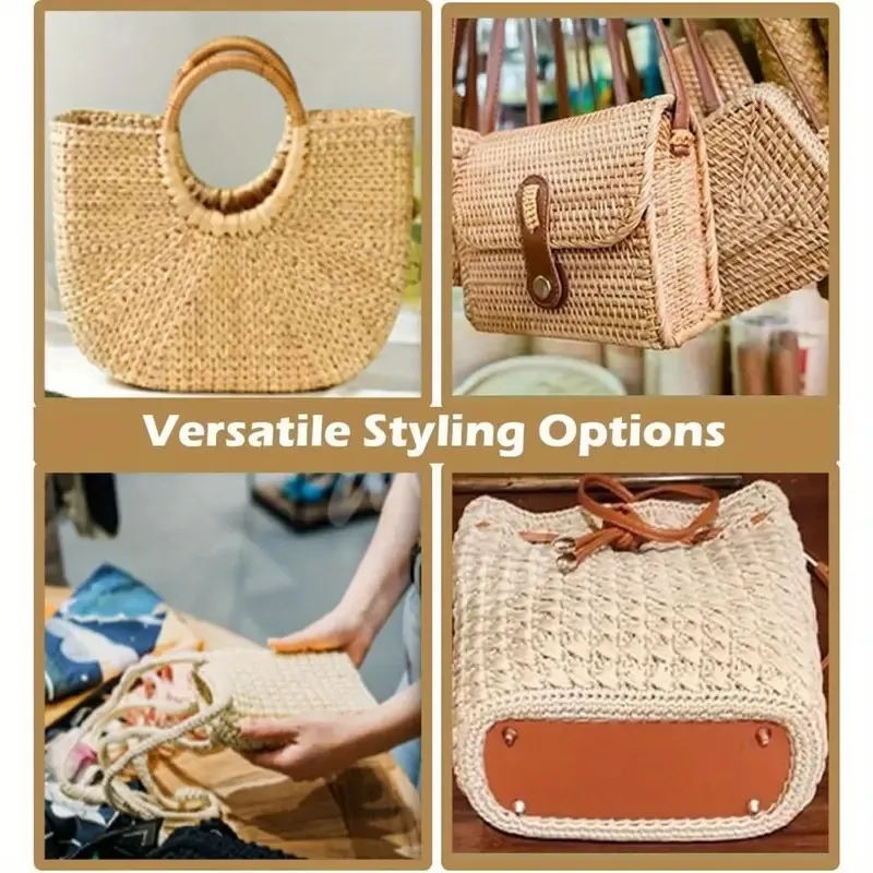 4Pcs DIY Hand-Woven Bag Bottom Pu Leather Yarn Knitted Bag Bottom Plate Luggage Base Accessories (18cm) S000517