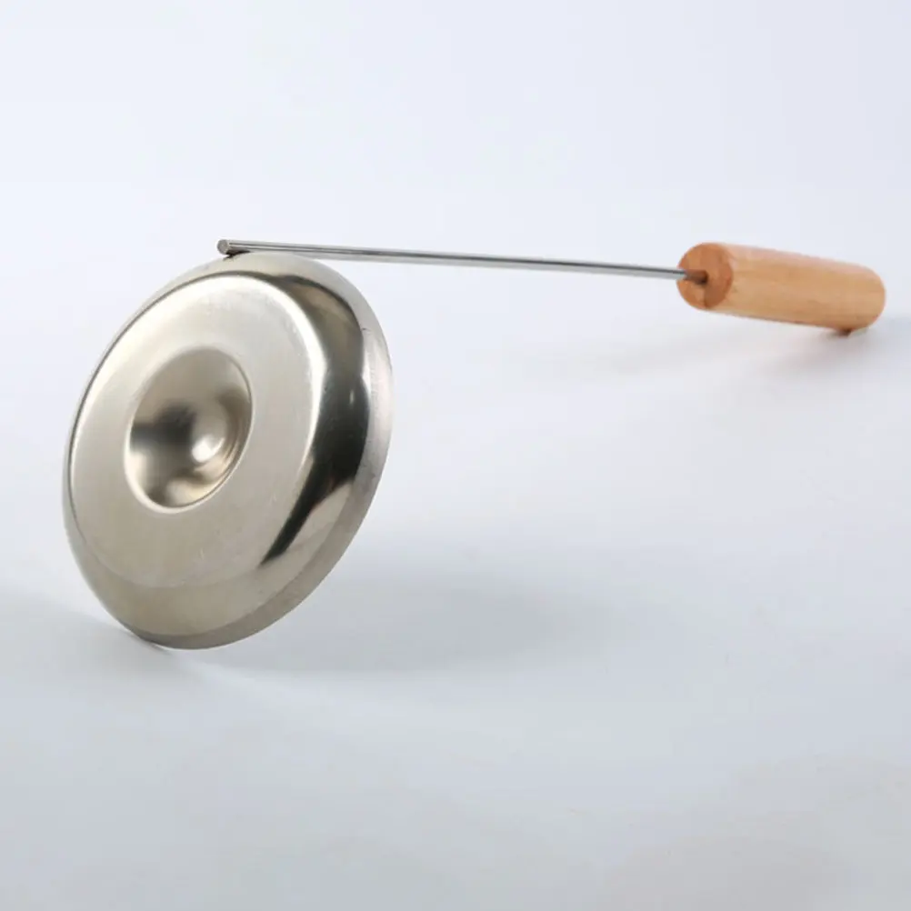 Cuchara para freír con mango de madera, de acero inoxidable, antiadherente, cóncava-convexa, herramienta de cocina para freír alimentos, herramienta para hacer timbales