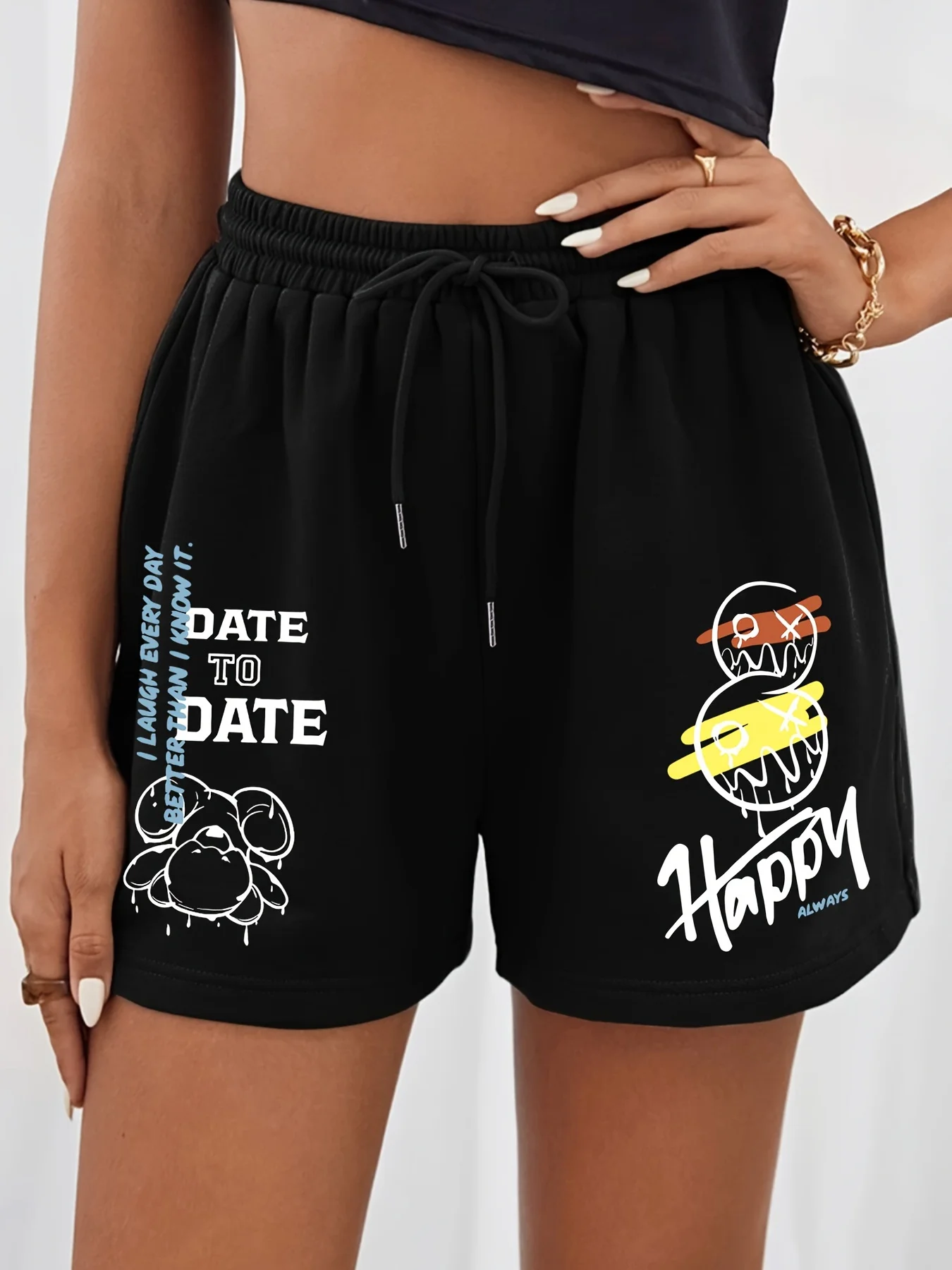 

Весенние и летние спортивные повседневные женские шорты с вдохновляющим принтом английского мультяшного мишки Тедди, свободные и дышащие.