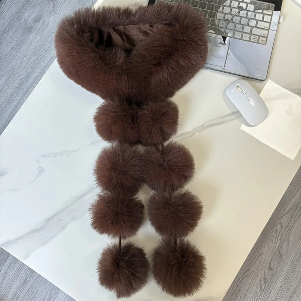 

Новый однотонный зимний длинный шарф, шаль, утепленный мягкий шейный платок, женский шарф из искусственного лисьего меха