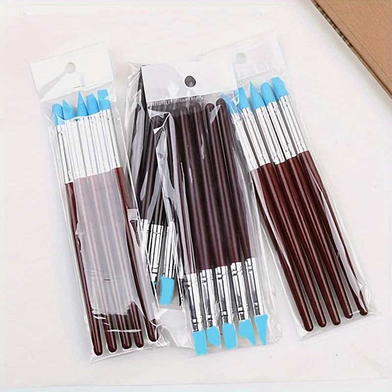 

5 Pieces DIY Pottery Clay Tools Engraving Tools Cake Engraving Rubber Craft Pen Nail Art Brush Polymer Molding Ceramic Tools