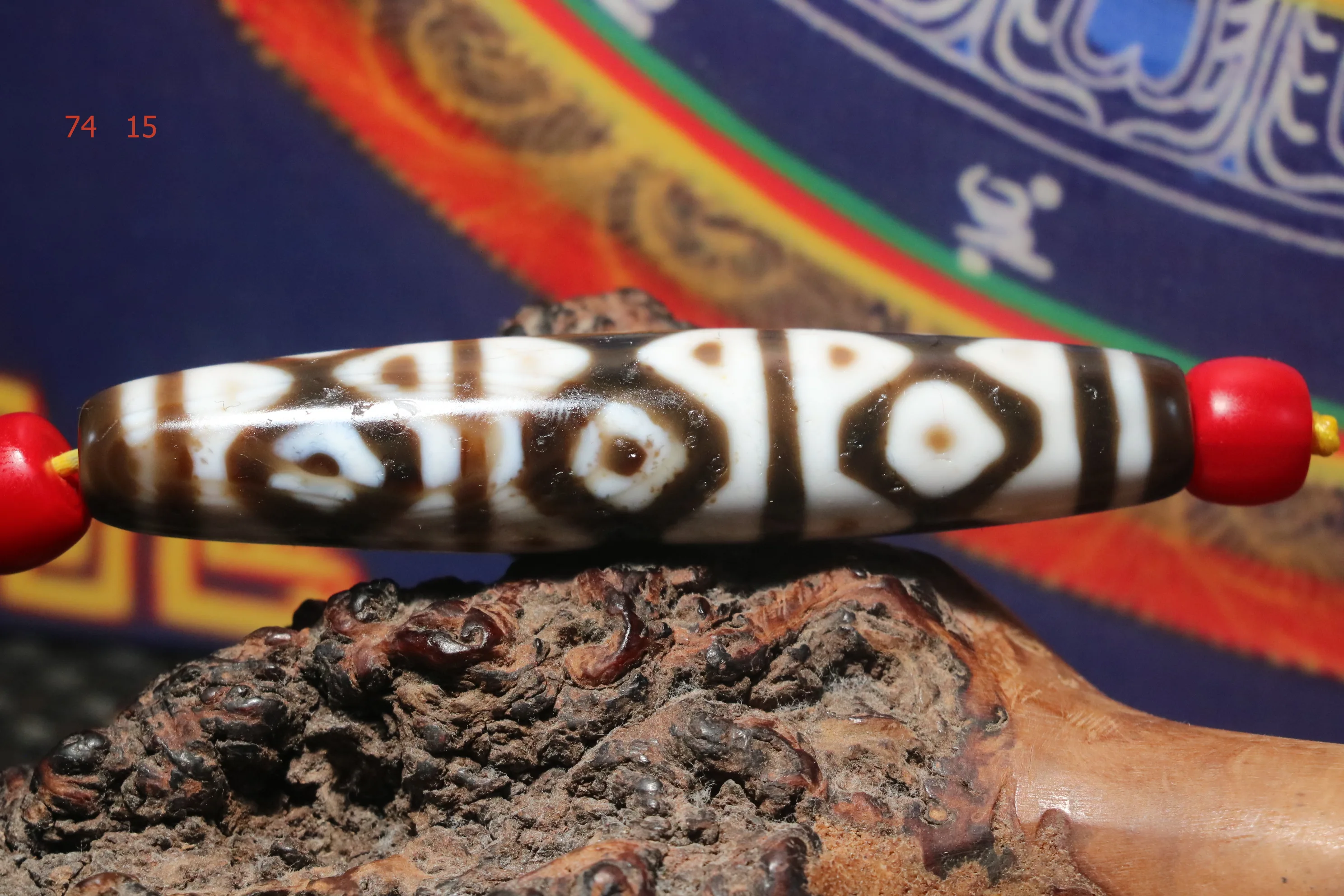 

AL Ultra Energy Tibetan Old Agate Tiger Tooth Peak 9 Kingkong Eyed Long dZi Bead Pendant Amulet Big Treasure Timestown UPD21Asw