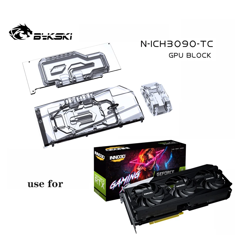 Bykski Water Block Use for Inno3D RTX3080/3090 Backplane Water Cooling GPU Card / Full Cover Copper Radiator