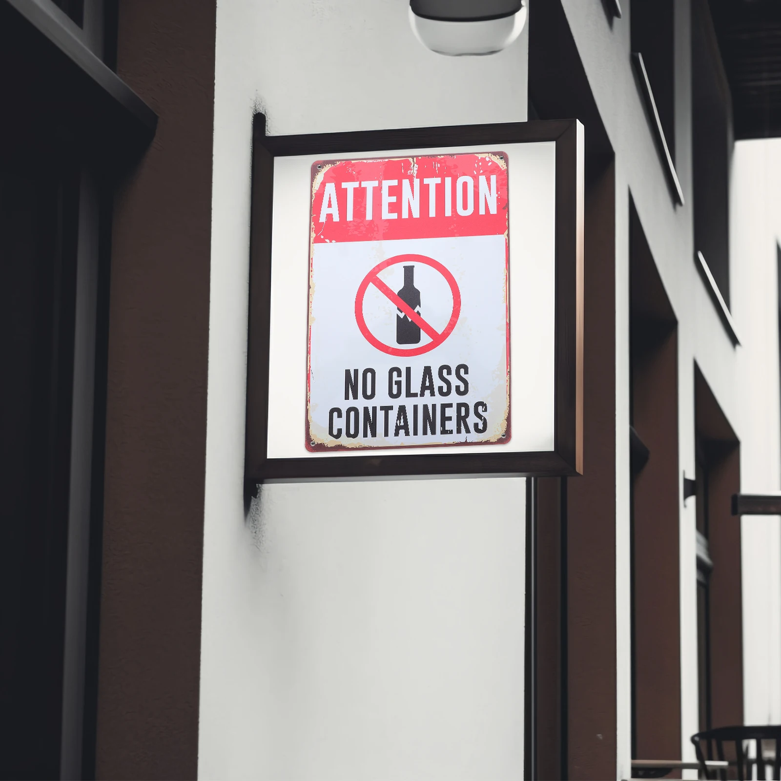 2pcs Iron Pool Warning Signs No Glass Containers Sturdy Weather Resistant Outdoor Use Bold Visible for High Traffic