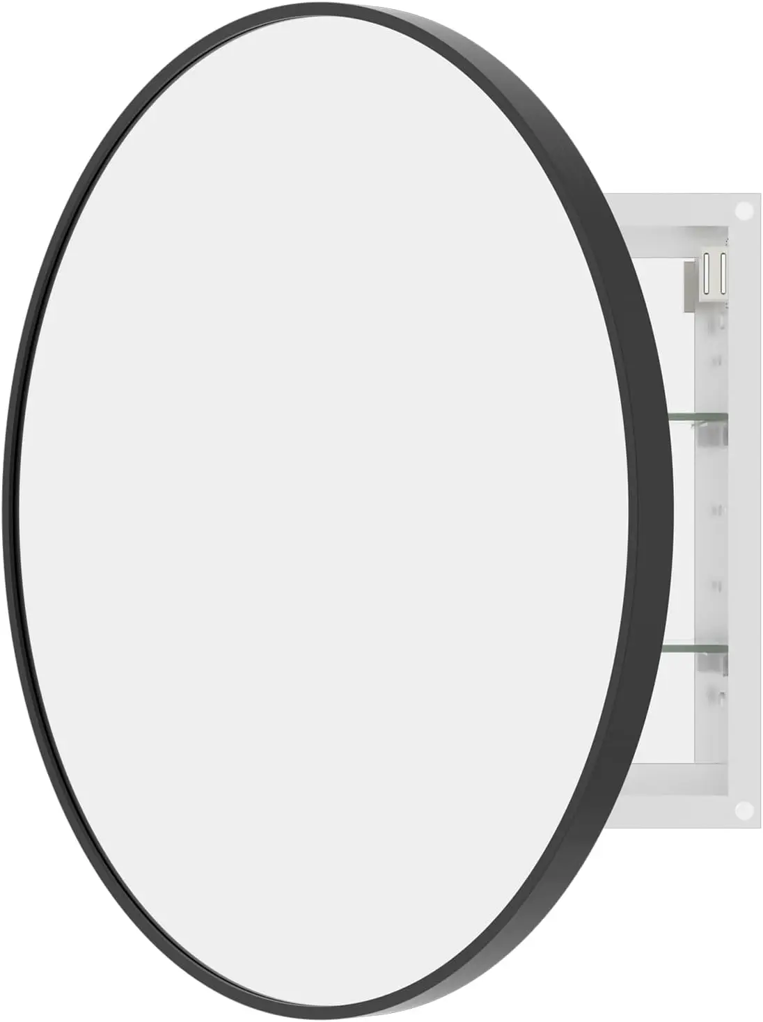 Bathroom Medicine Cabinet with Mirror, 24 Inch Black Round Mirror Medicine Mabinet Wall Mounted with Aluminum Alloy Metal Framed