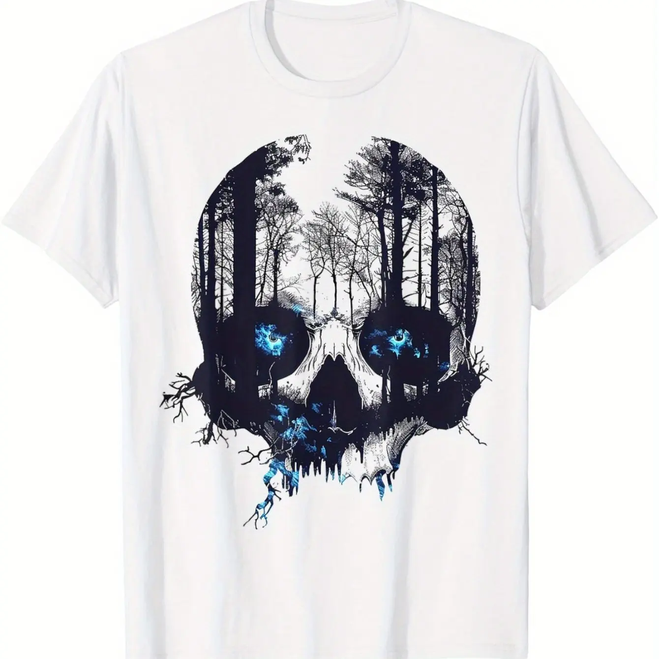 

Forest Skull Graphic Printing Summer Autumn Winter Pure Cotton Men's and Women's T-shirts Short Sleeves Luxury Outdoor Sports