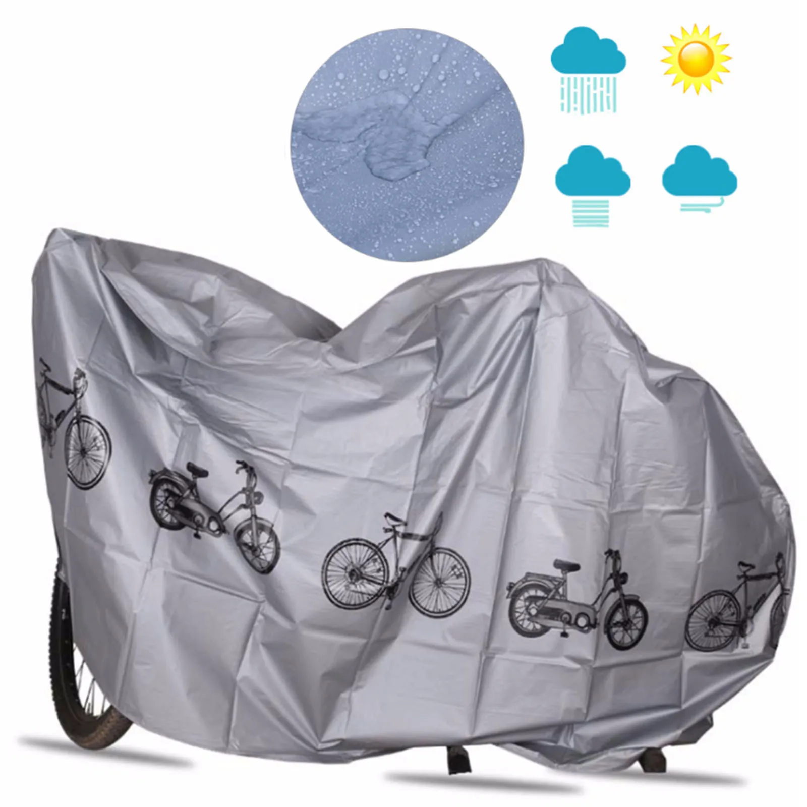 Waterproof Bike Covers Protective Against-Sun Rain Dust Grey 180g 200x100CM Electric Vehicles Bicycle Accessories Outdoors Cover