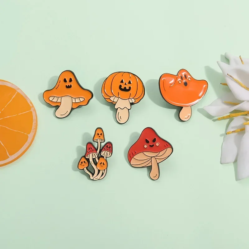 هالوين اليقطين الفطر المينا دبابيس الرعب الشرير البرتقالي شبح دبابيس التلبيب ظهره شارات ديكور مجوهرات هدية للأصدقاء #4