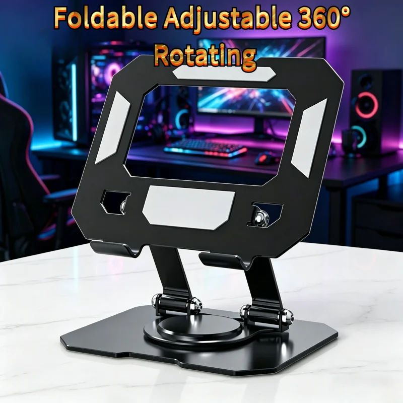 

Carbon Steel 360° Rotatable Laptop & Tablet Stand, Height Adjustable Foldable Desktop Holder