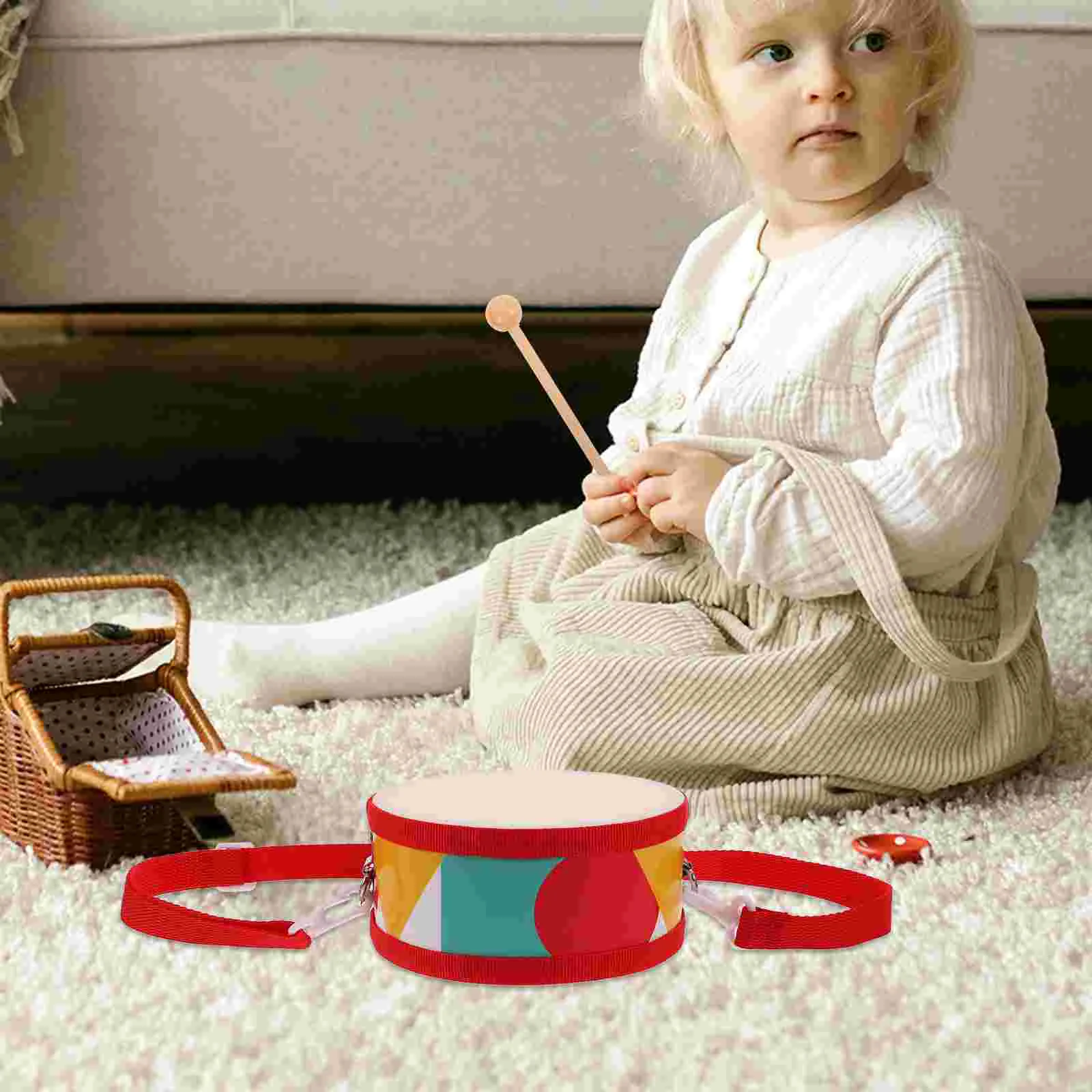 Orff Percussion Drum Toddlers Toys for Kids Waist Music Instrument Musical Wood Jazz Drums Snare Baby