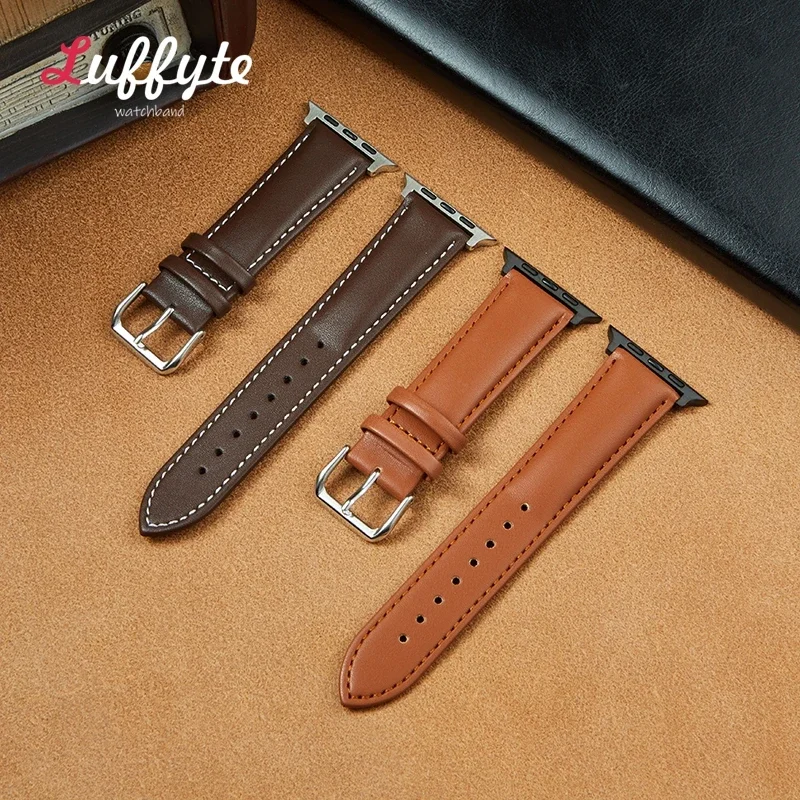 สายนาฬิกาหนังสำหรับสายคาด Apple Watch 49มม. 44มม. 45มม. 42มม. 38มม. 40มม. 41มม. สร้อยข้อมือผู้ชายผู้หญิง iWatch Series 8 7 6 5 4 3 SE