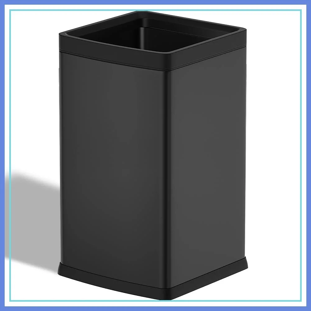 

15L Square Trash Bin, Double Layer Bathroom Garbage Can, Large Capacity for Home Kitchen Office Hotel