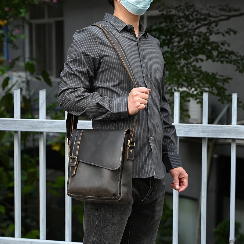 

Retro Man Shoulder Bags Travel Business Sling Commuting Shoulder Bags Fashion Leather Bag Ein Schultersack MHDJB