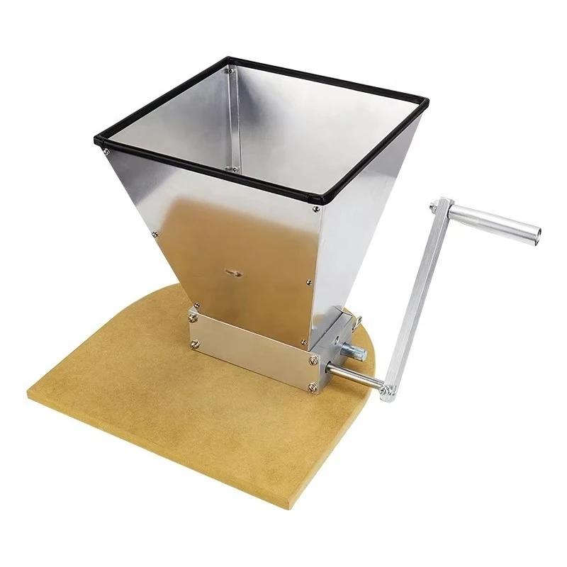 Stainless Steel 2 Roller Grinder Crusher Adjustable 2 Bearing Rollers Malt Mill with Wooden Base for HomeBrew Manual Tools