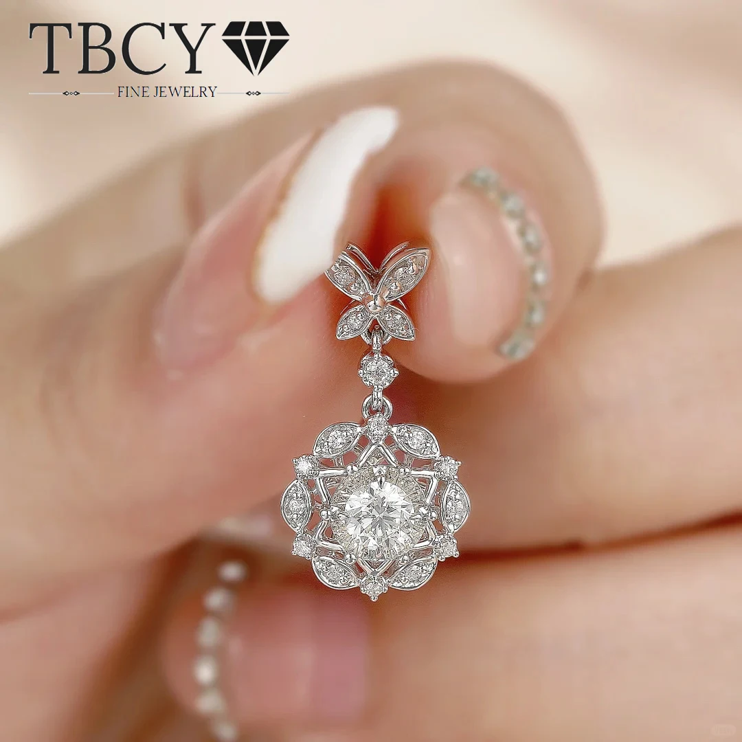 TBCYD 1CT Moissanite Pendant Necklace Silver 925 Women's Butterfly Flower Necklace High Quality Sparkling Mother's Jewelry Gifts