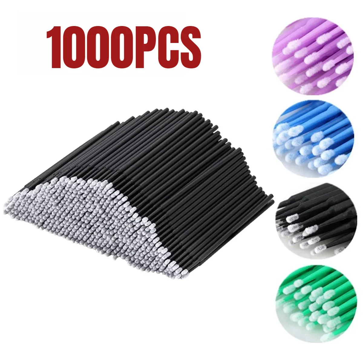 1000/500 Uds cepillo de limpieza de pestañas herramienta removedora de maquillaje de belleza altamente colorida mayorista cepillo de cristal Micro cepillo de pestañas