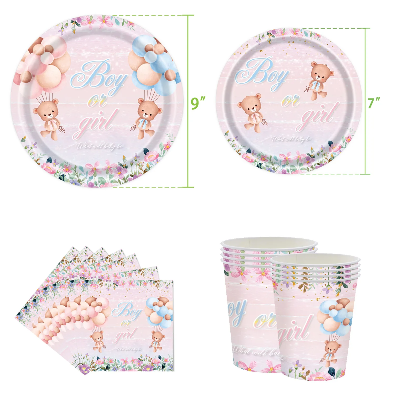 Disney Disposable Tableware Gender Reveals Little Bear Theme Party Set