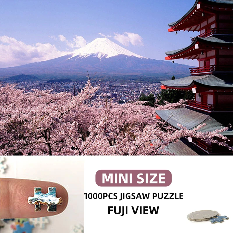 

38*26cm Mini Adults 1000 Pcs Paper Jigsaw Puzzles Japan FUJI Mountain Beautiful Photo Landscape Home Decro Family Friends Gifts