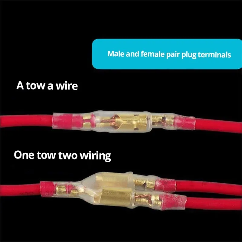 50Sets One Female And Two Male 4.0 Bullet Terminal Electrical Wire Connector Diameter Male Female 1 2 Transparent Sheath