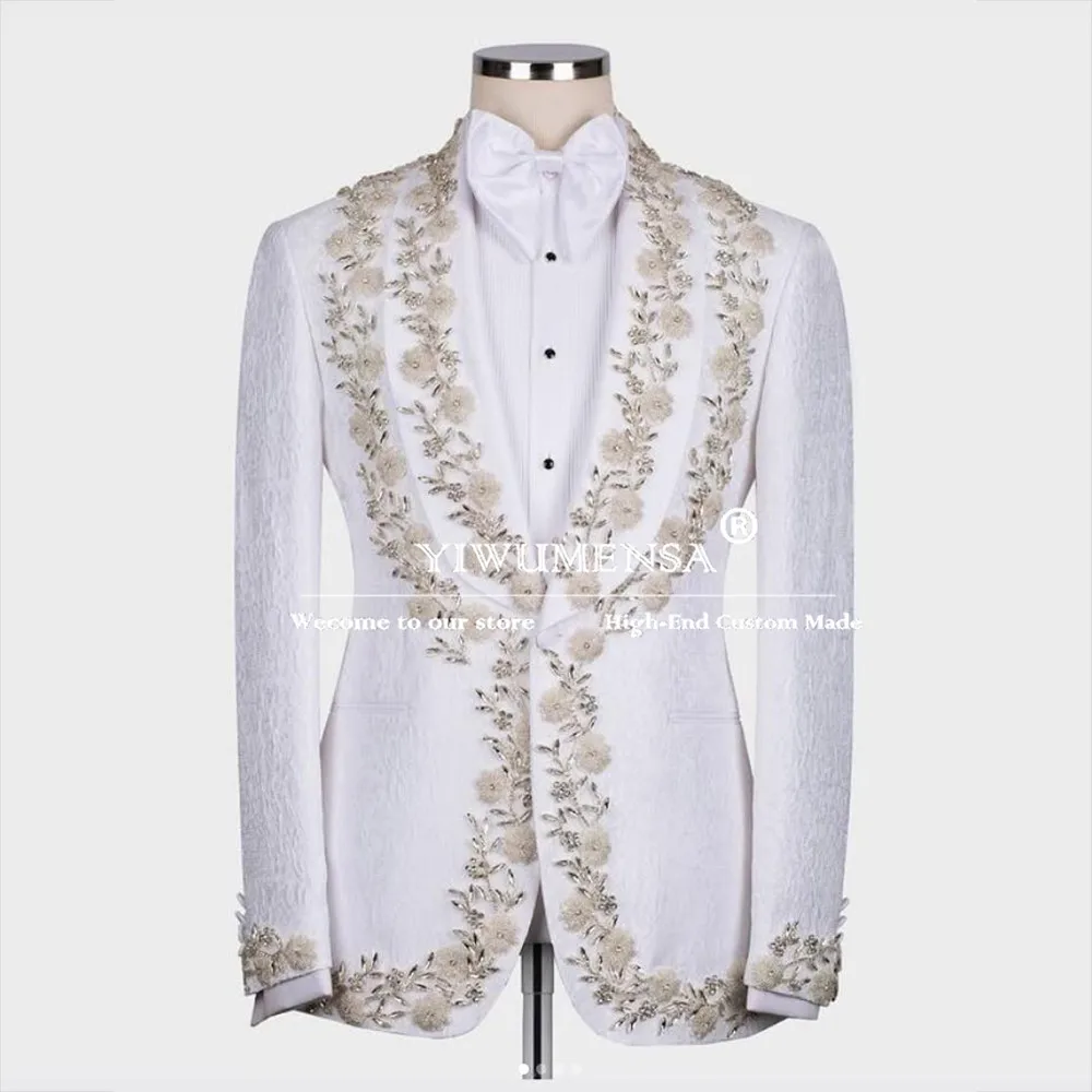 

Роскошные свадебные костюмы для жениха, платья с кристаллами и бисером, цветочные платья, смокинги для торжественных случаев, свадебной вечеринки, мужские смокинги из трех предметов по индивидуальному заказу