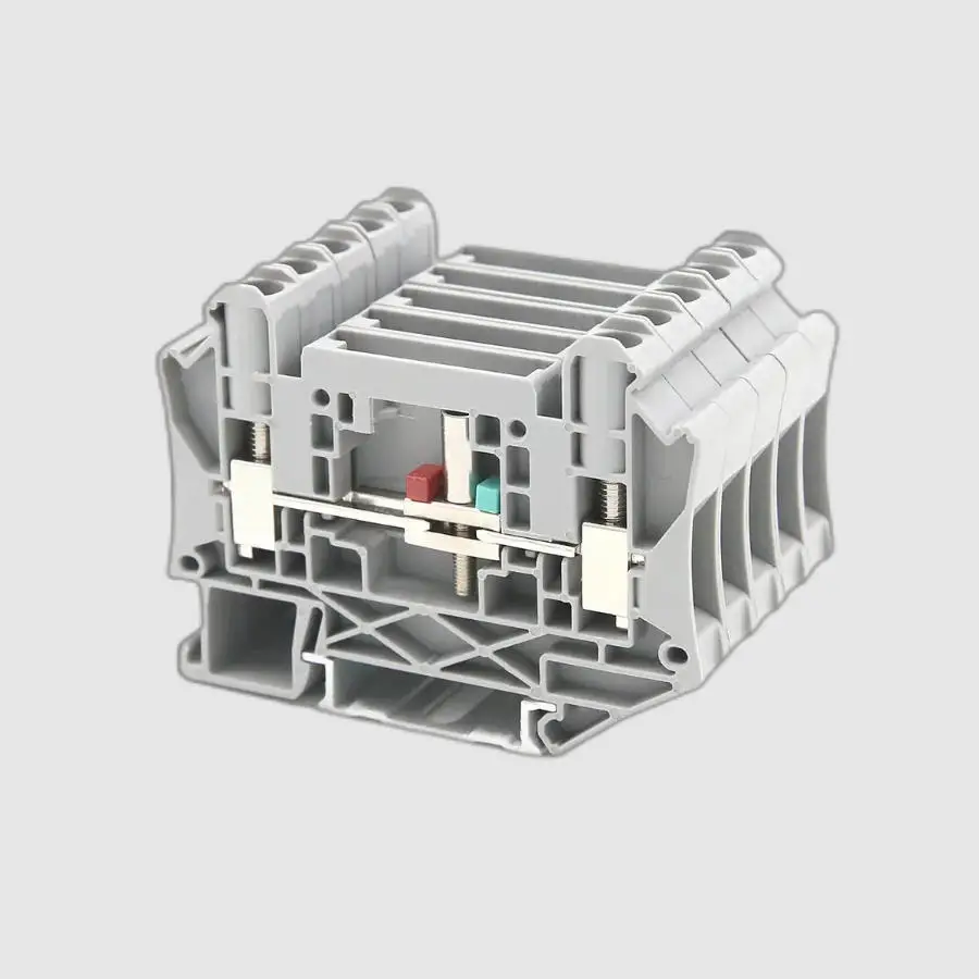 

50pcs UT6-T-HV P/P With Test Plug Disconnect Test Terminal Block RUT6-T-HV P/P Din Rail Terminal Block Approved by U/L CE RoHS