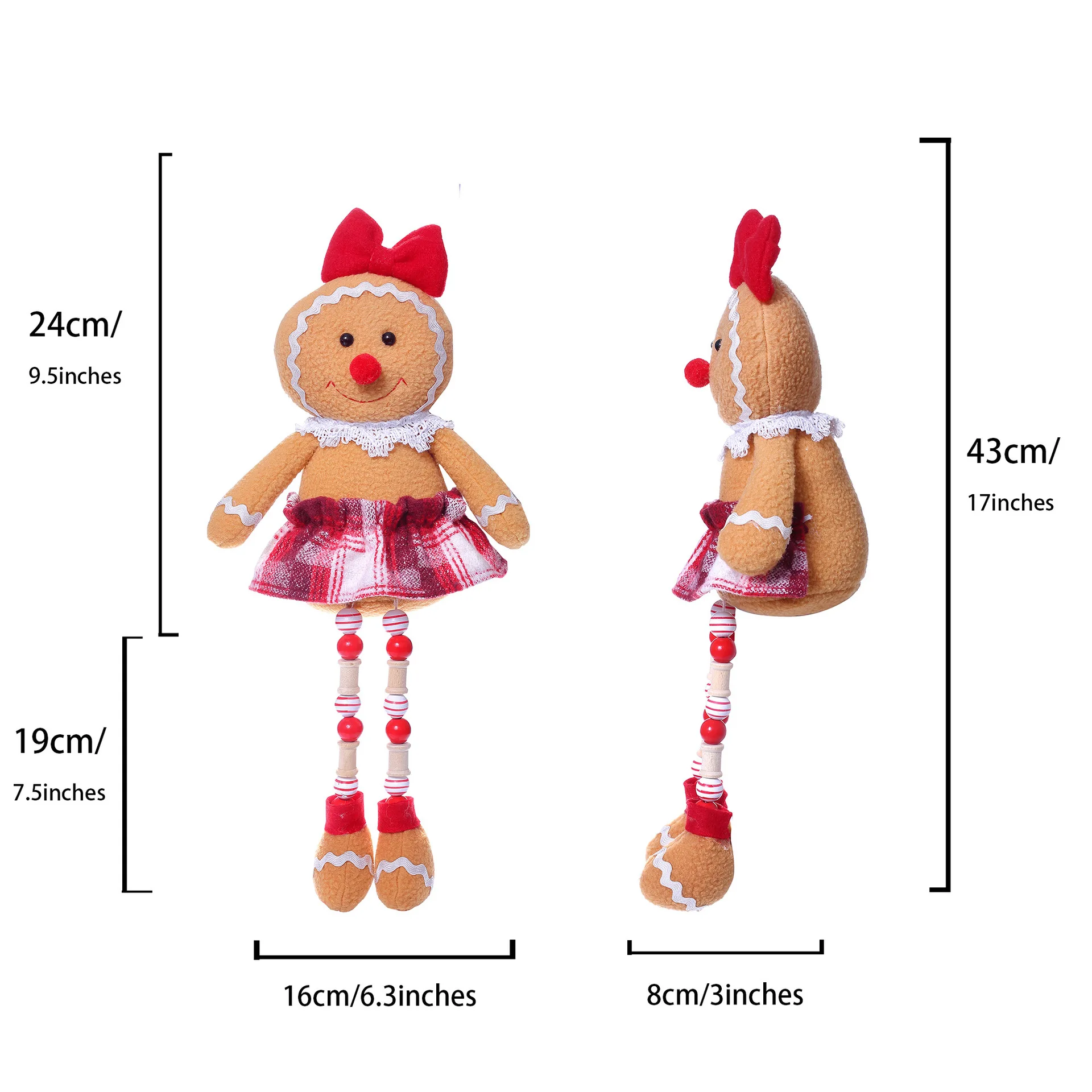 Lebkuchenmann Puppe Holzperlen Puppe Weihnachtsatmosphäre Dekoration Ornament Home Festival Zwergpuppe Dekoration Lieferungen Neu – Detail 1