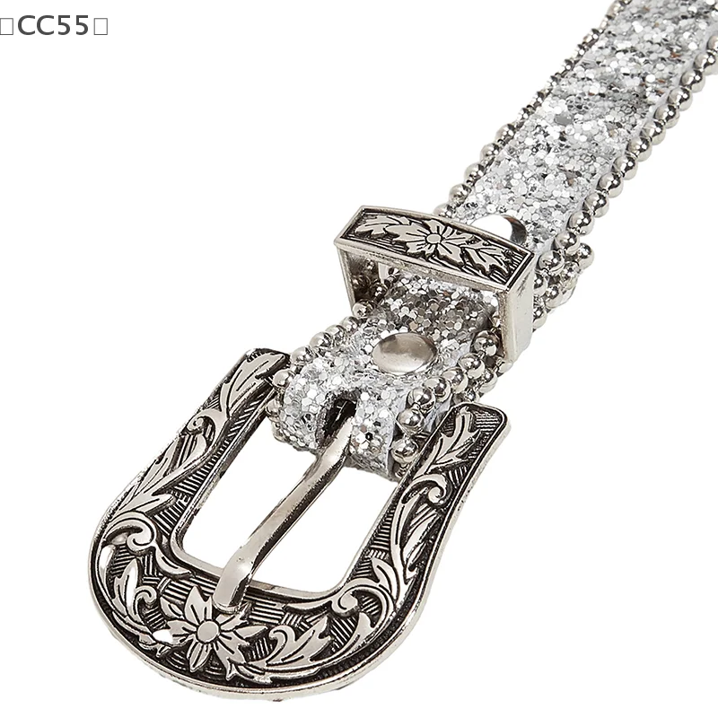 maveraCC55 Cinture de moda con diamantes de imitación para mujer, correa de cuero PU para cinturones con diamantes de imitación, cinturón de moda para niñas Y2K de vaquero occidental para pantalones vaqueros y hombres