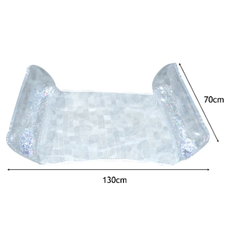 Colchón inflable transparente plegable para adultos, hamaca de agua de verano, fila flotante portátil con lentejuelas, juguete para fiesta en la