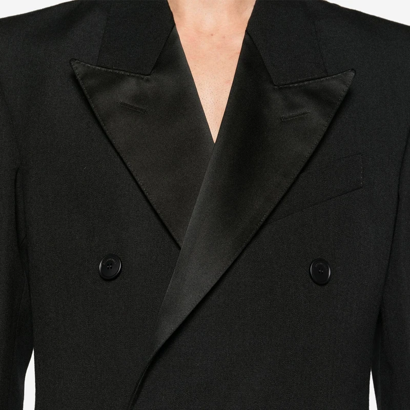 Abito da uomo d'affari di alta qualità Cappotto da uomo personalizzato in stile britannico stile gentiluomo nero doppio petto
