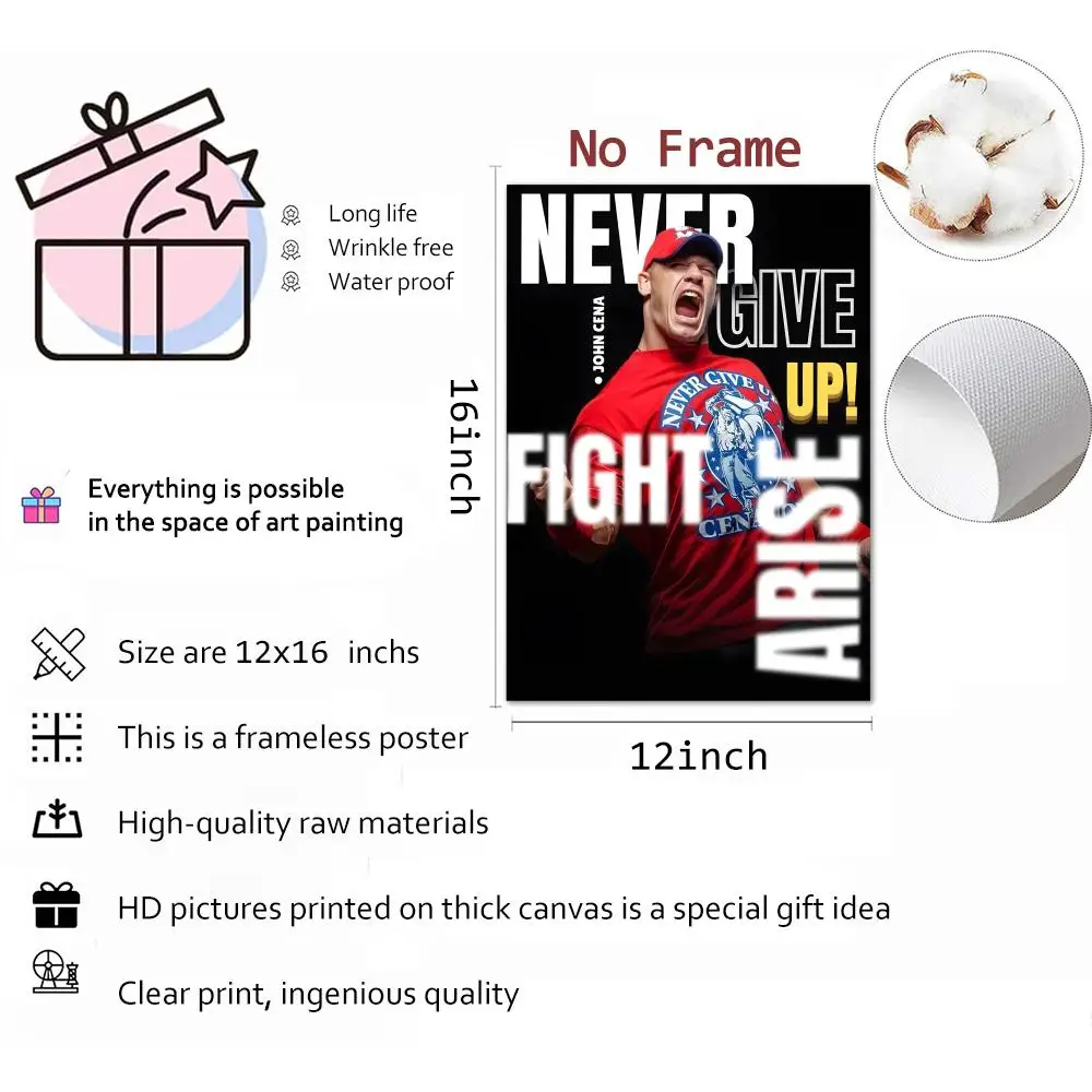 ملصق قماشي لخط الخط من المصارع جون فيليكس أنتوني سينا: تجعد مجاني مقاوم للماء ومتين لجميع الفضاء لتزيين الحائط