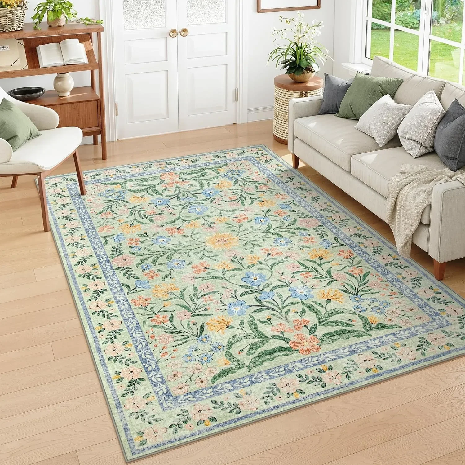 

Living Room Carpet Home Decoration Flower Rug Soft Machine Washable Floor Mat Bedroom Decor Bedside Non-slip Area Rugs Foldable