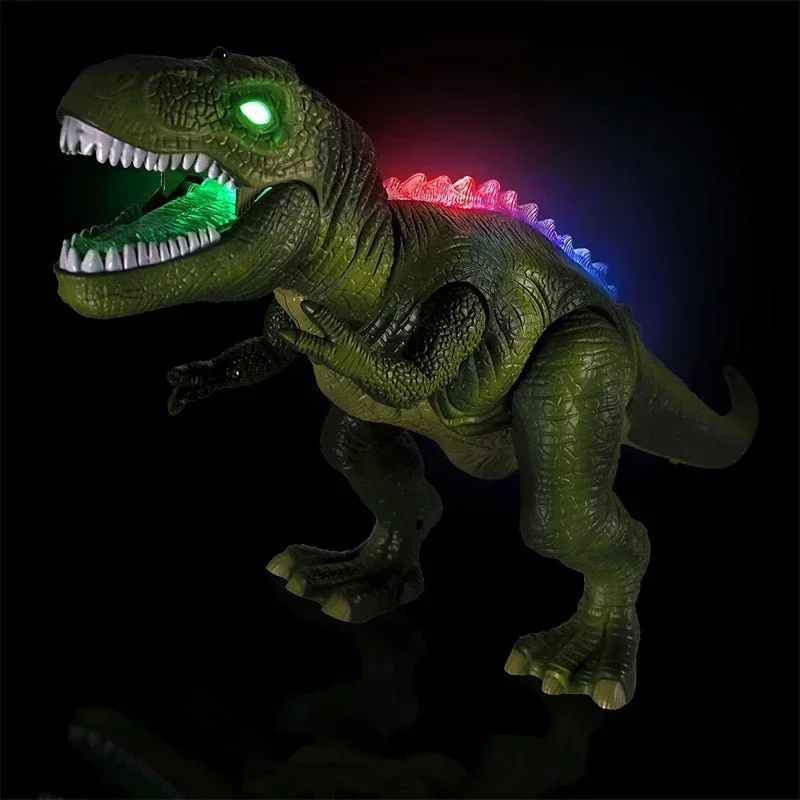 Dinossauro elétrico rc crianças brinquedos para animais de estimação tiranossauro rex controle remoto modelo animal olhos brilho caminhada sons para meninos crianças presentes