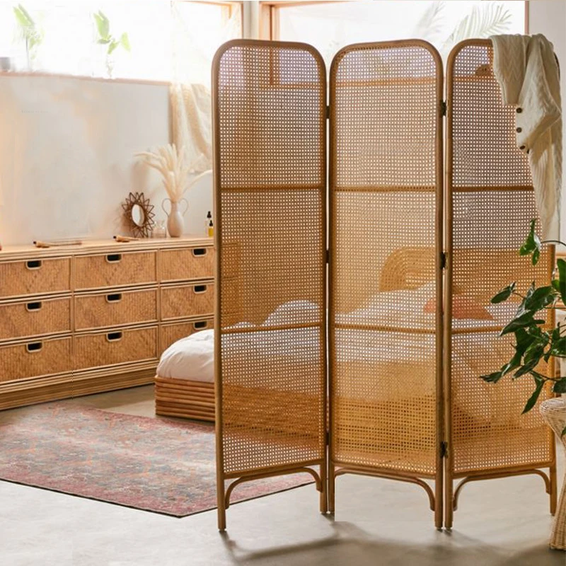 

Home Bedroom Office Living Room Door Folding Mobile Rattan Screen