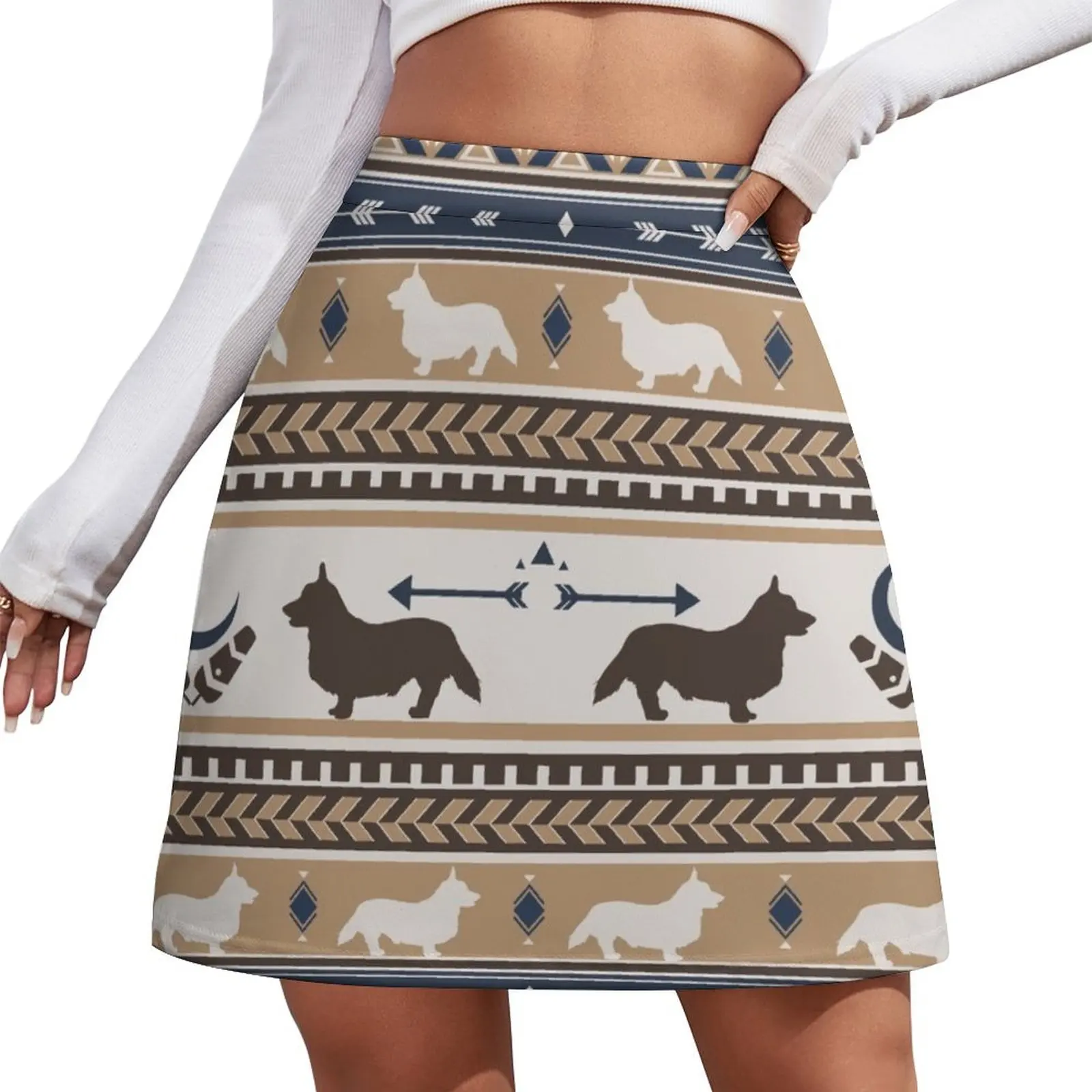 Boho dogs Corgi tan Mini Skirt women's summer clothing 2025 Korean skirts