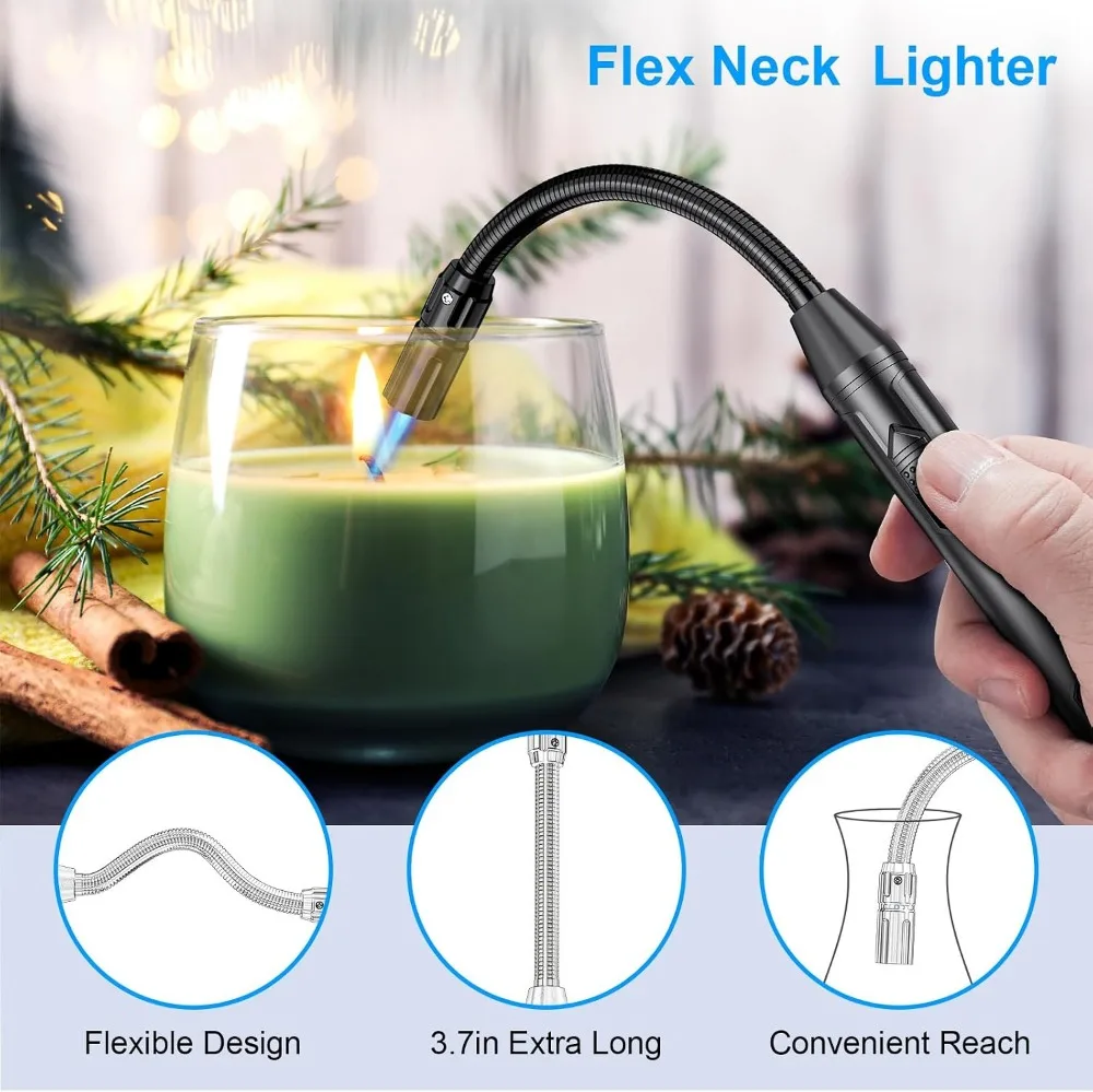 Refillable Butane Torch Lighter with Flexible Neck for Candles, Grill, BBQ, Camping