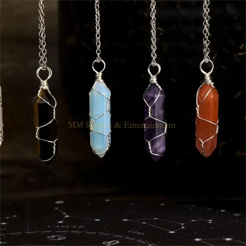 

31be Hexagonal Crystal подвесной ожерелья для женщин заживление каменных драгоценных камней ожерелье для женщин